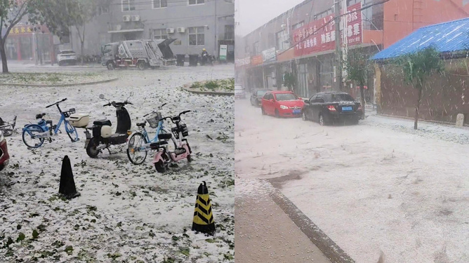 北京下冰雹了